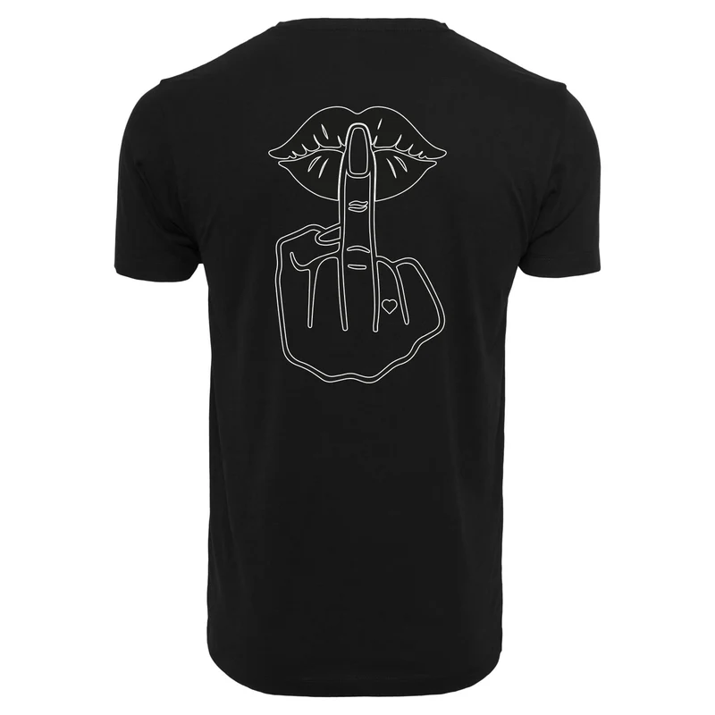 Statement T-Shirt Lippen Mittelfinger – Damen Baumwollshirt mit Backprint