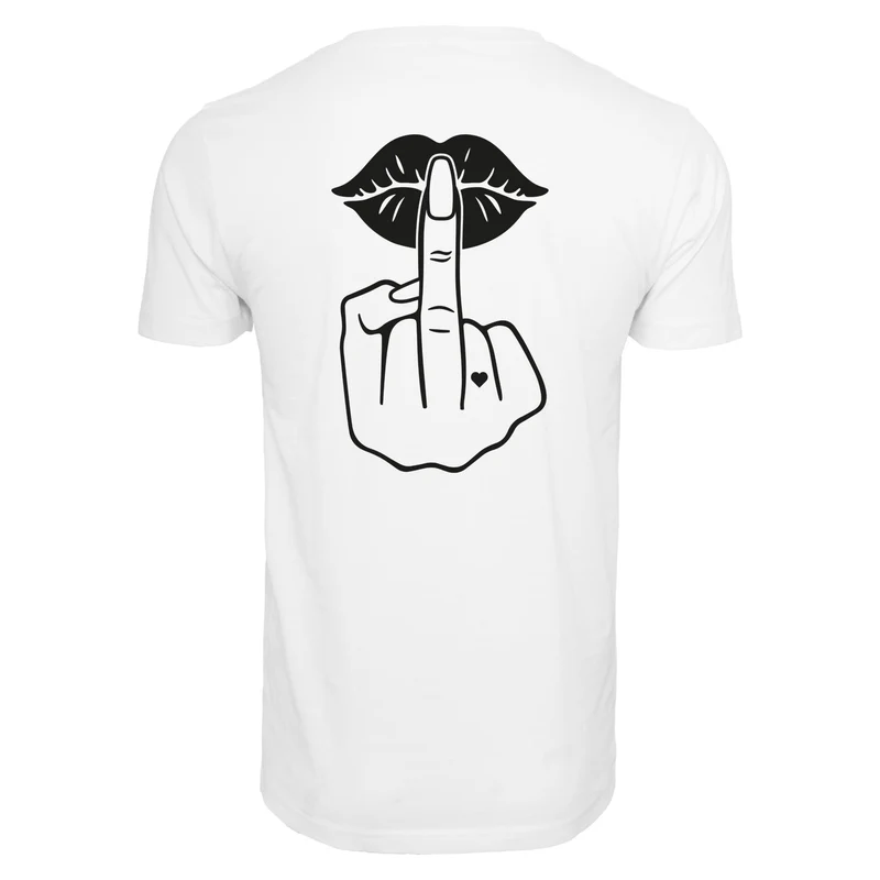 Statement T-Shirt Lippen Mittelfinger – Damen Baumwollshirt mit Backprint