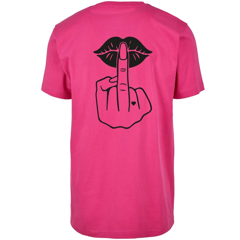 Statement T-Shirt Lippen Mittelfinger – Damen Baumwollshirt mit Backprint