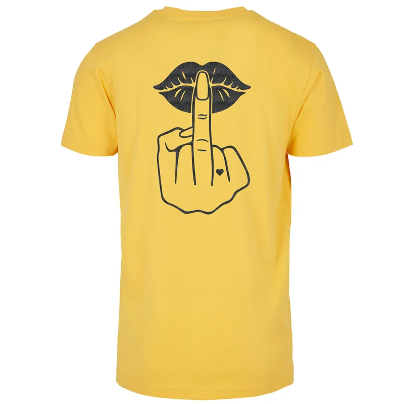 Statement T-Shirt Lippen Mittelfinger – Damen Baumwollshirt mit Backprint