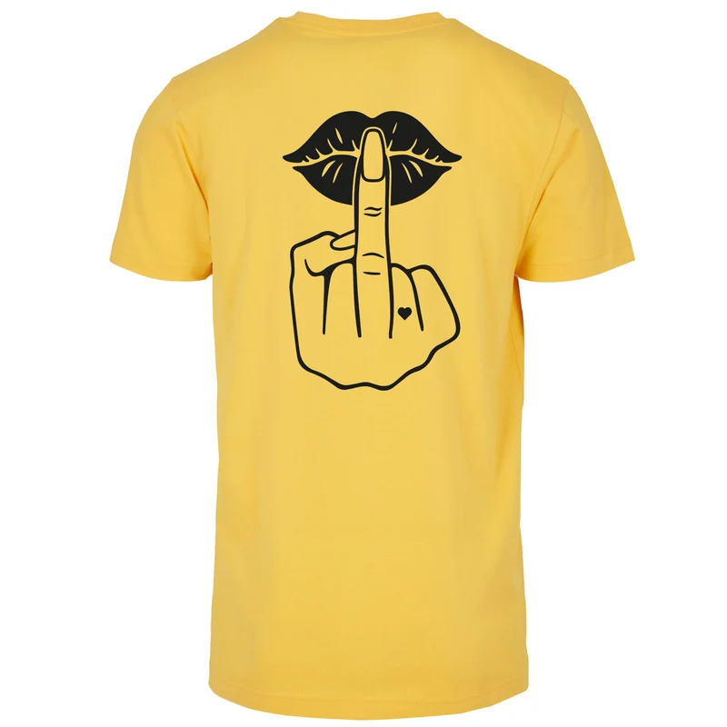 Statement T-Shirt Lippen Mittelfinger – Damen Baumwollshirt mit Backprint