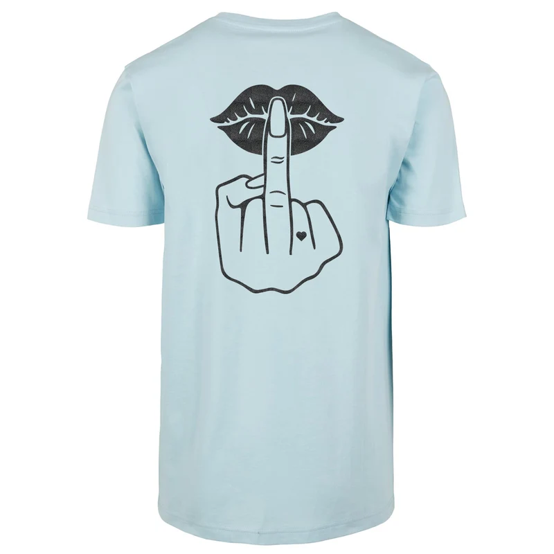 Statement T-Shirt Lippen Mittelfinger – Damen Baumwollshirt mit Backprint
