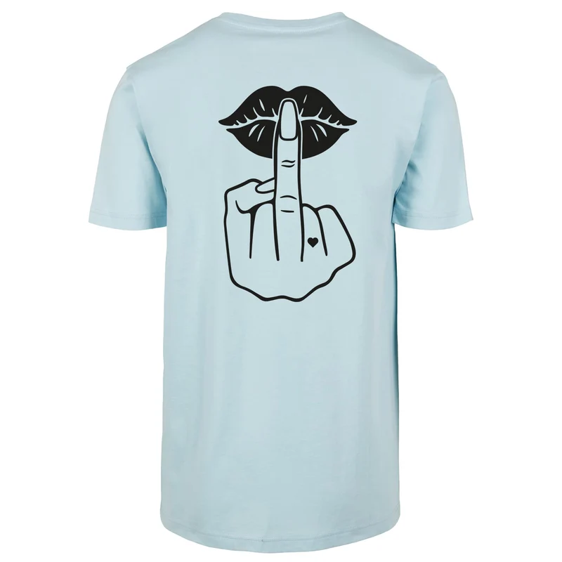 Statement T-Shirt Lippen Mittelfinger – Damen Baumwollshirt mit Backprint