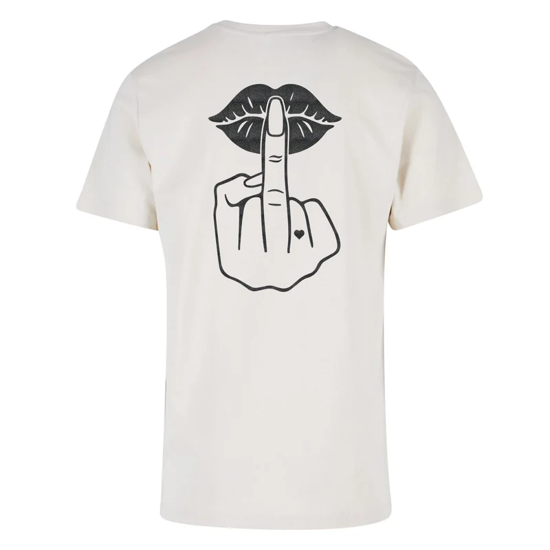 Statement T-Shirt Lippen Mittelfinger – Damen Baumwollshirt mit Backprint