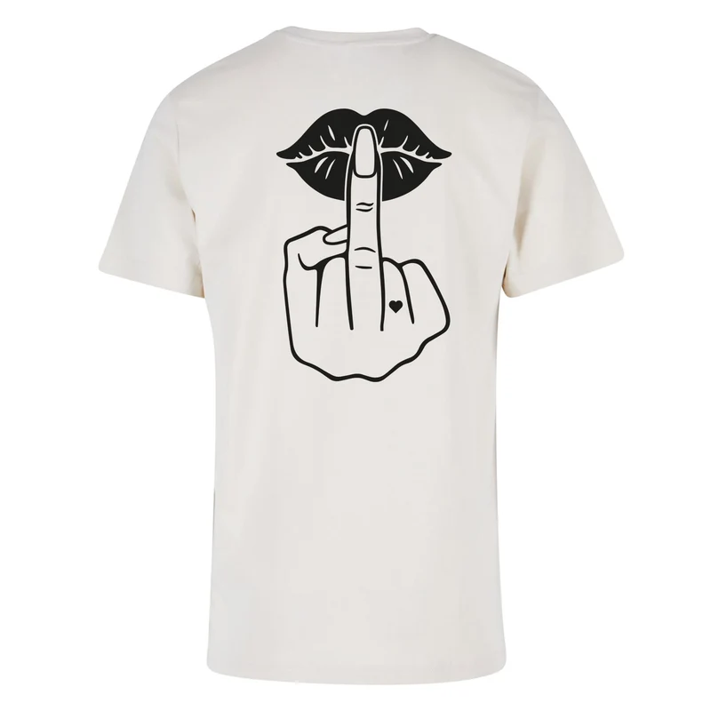 Statement T-Shirt Lippen Mittelfinger – Damen Baumwollshirt mit Backprint