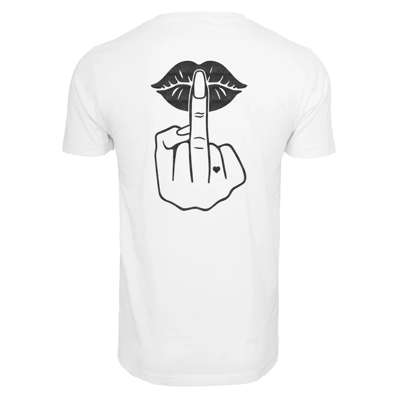 Statement T-Shirt Lippen Mittelfinger – Damen Baumwollshirt mit Backprint