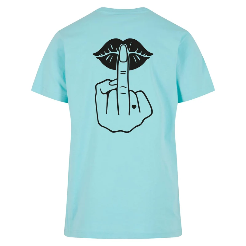 Statement T-Shirt Lippen Mittelfinger – Damen Baumwollshirt mit Backprint