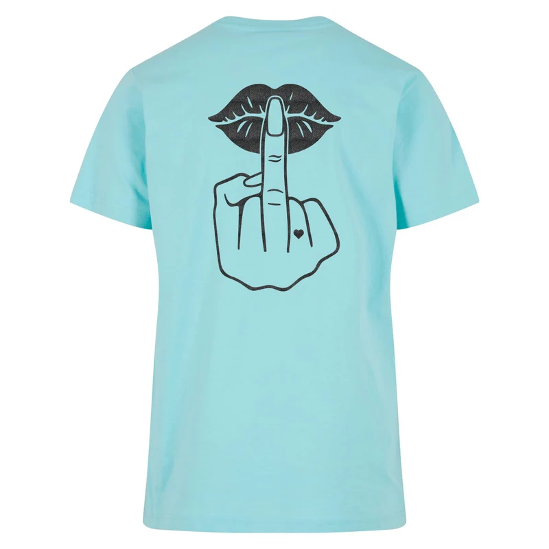 Statement T-Shirt Lippen Mittelfinger – Damen Baumwollshirt mit Backprint