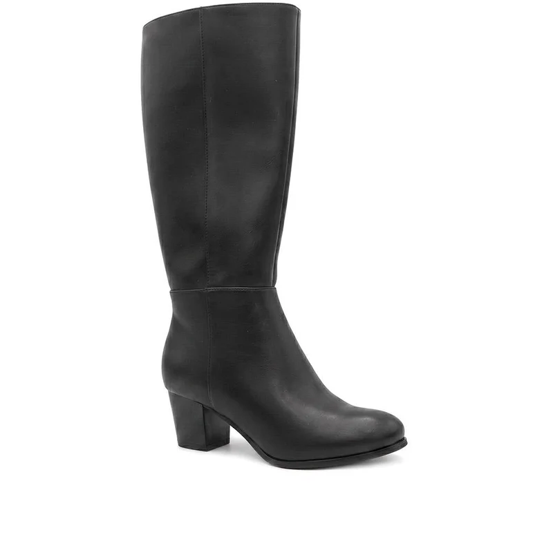 Western Heel Zip Up Long Boots - SANYI44024 / 329 993 - Black