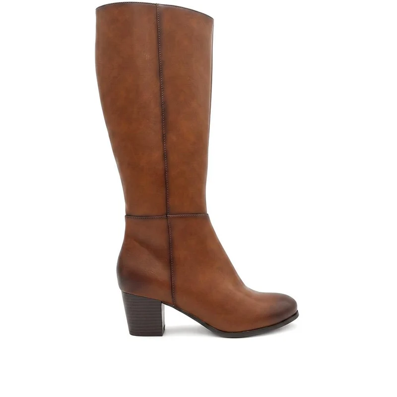 Western Heel Zip Up Long Boots - SANYI44024 / 329 993 - Tan