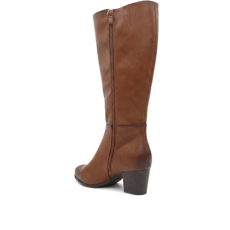 Western Heel Zip Up Long Boots - SANYI44024 / 329 993 - Tan