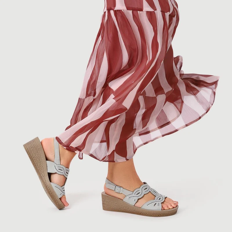 Buckle-Fastening Wedge Sandals - INB41031 / 327 320 - White
