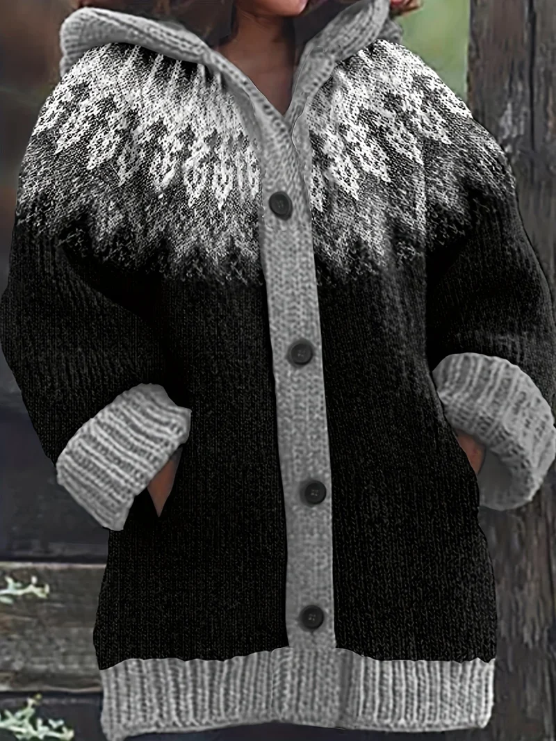 Gulnur - Eleganter Winter Pullover Mit Kapuze Und Langen Ärmeln