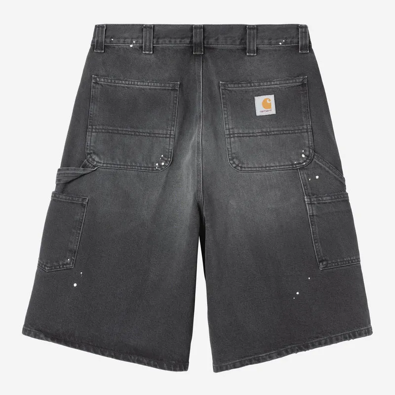 Carhartt WIP Herren OG Single Knee Kurz | Schwarze Destroy Wash Farbspritzer