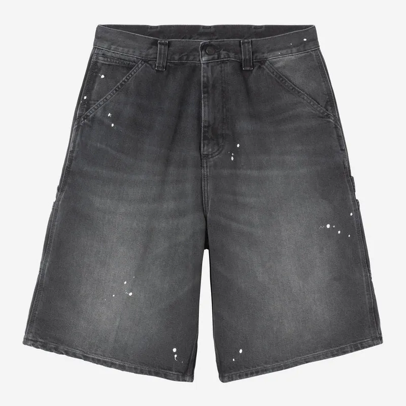 Carhartt WIP Herren OG Single Knee Kurz | Schwarze Destroy Wash Farbspritzer