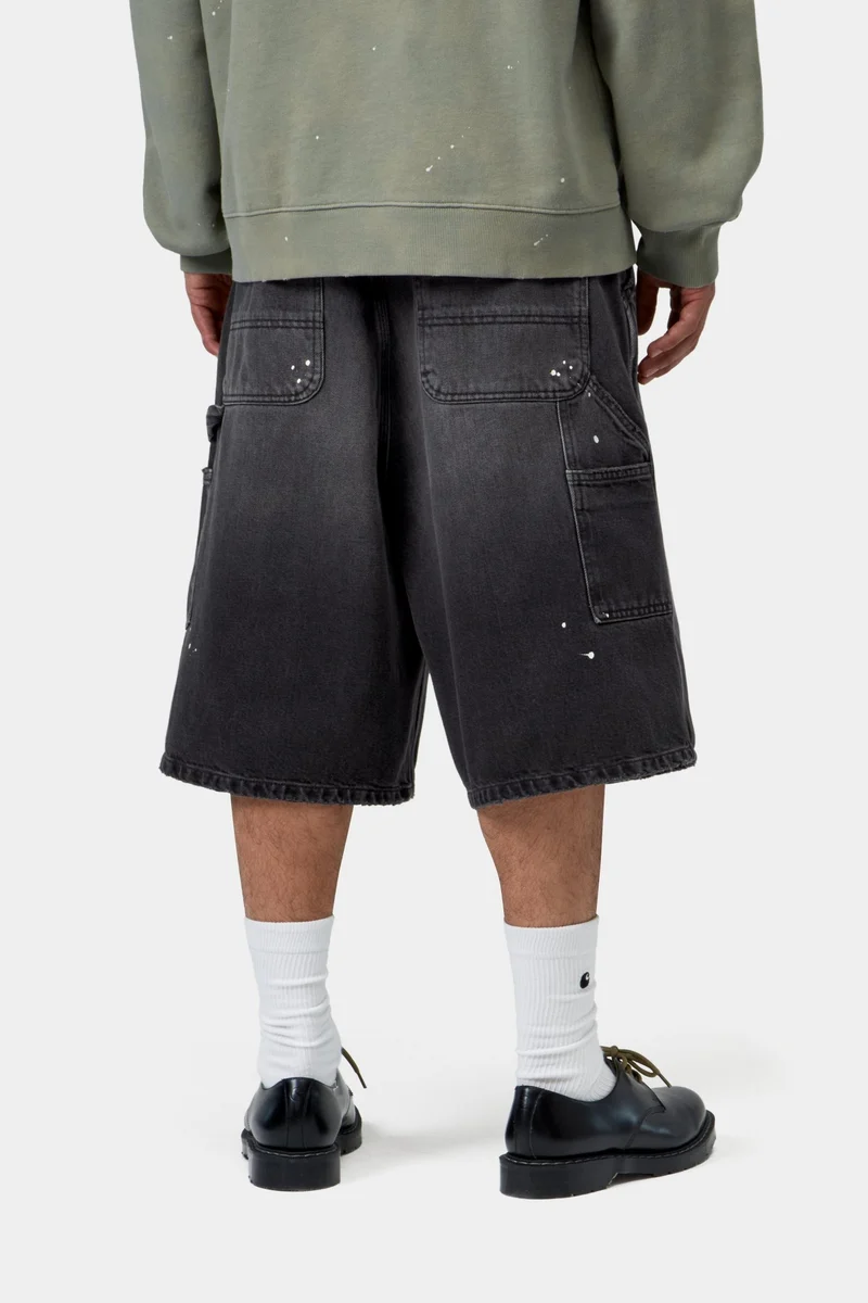 Carhartt WIP Herren OG Single Knee Kurz | Schwarze Destroy Wash Farbspritzer