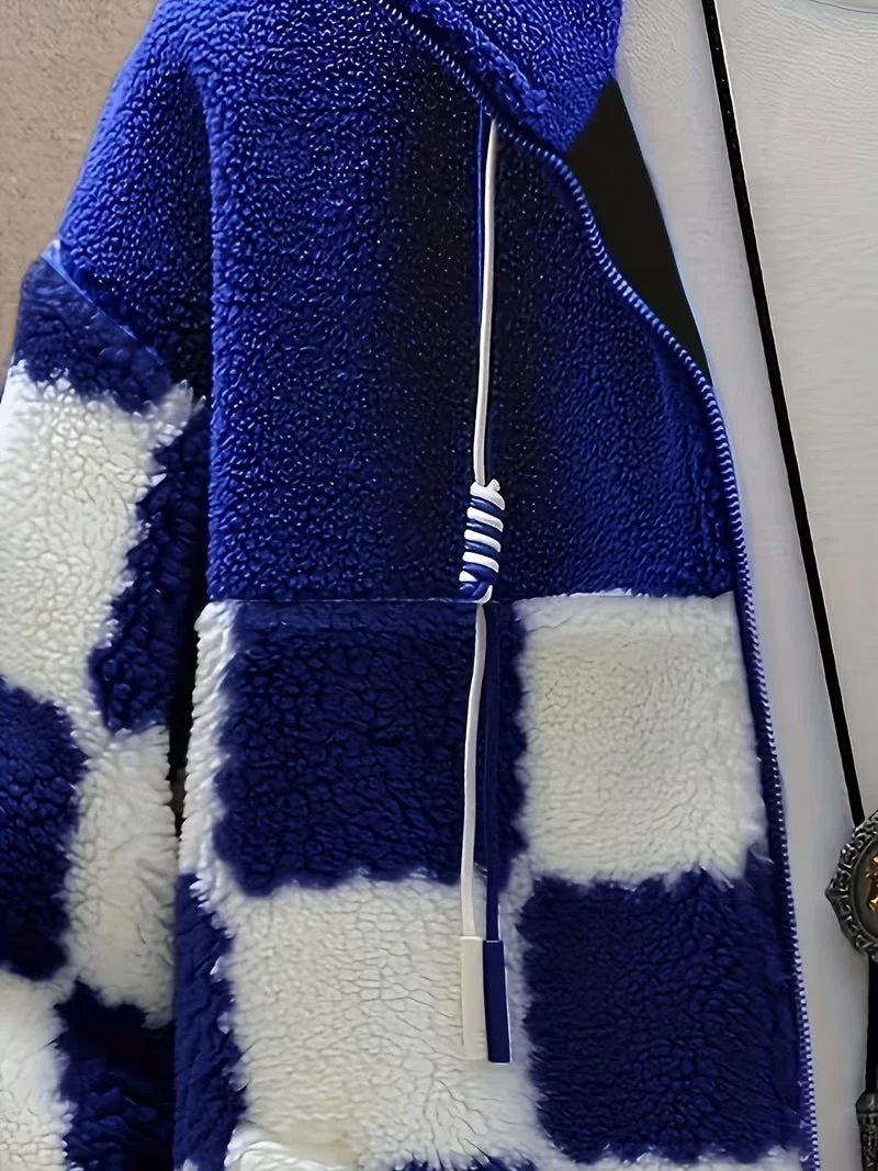 Melany – Karierte Fleecejacke mit Kapuze Und Reißverschluss