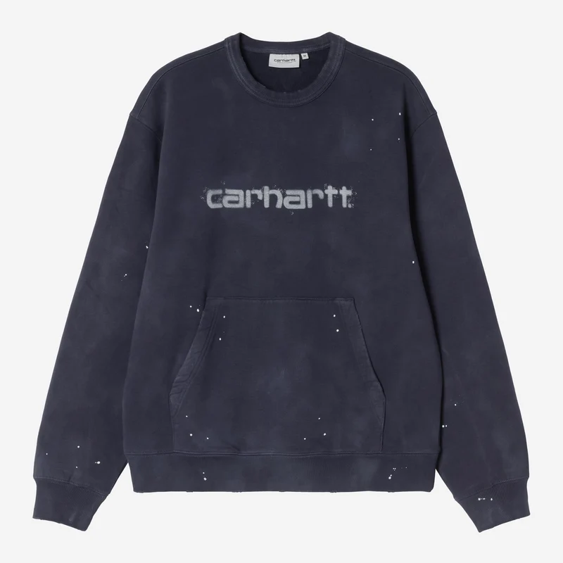 Carhartt WIP Herren-Sweatshirt „Maler“ | Dunkelblaues Destroy-Waschmuster