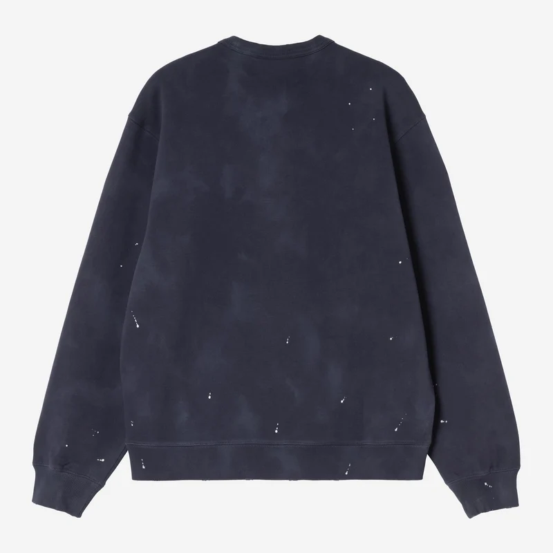 Carhartt WIP Herren-Sweatshirt „Maler“ | Dunkelblaues Destroy-Waschmuster