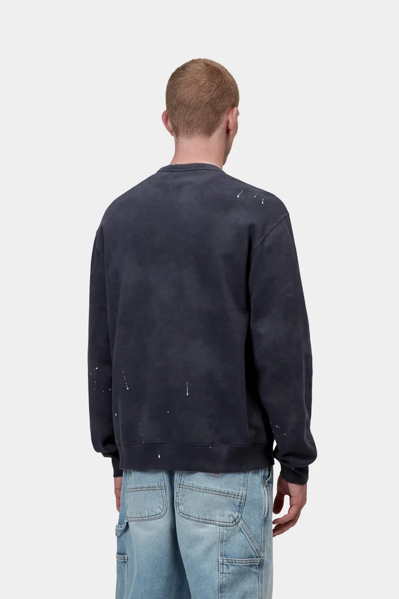 Carhartt WIP Herren-Sweatshirt „Maler“ | Dunkelblaues Destroy-Waschmuster