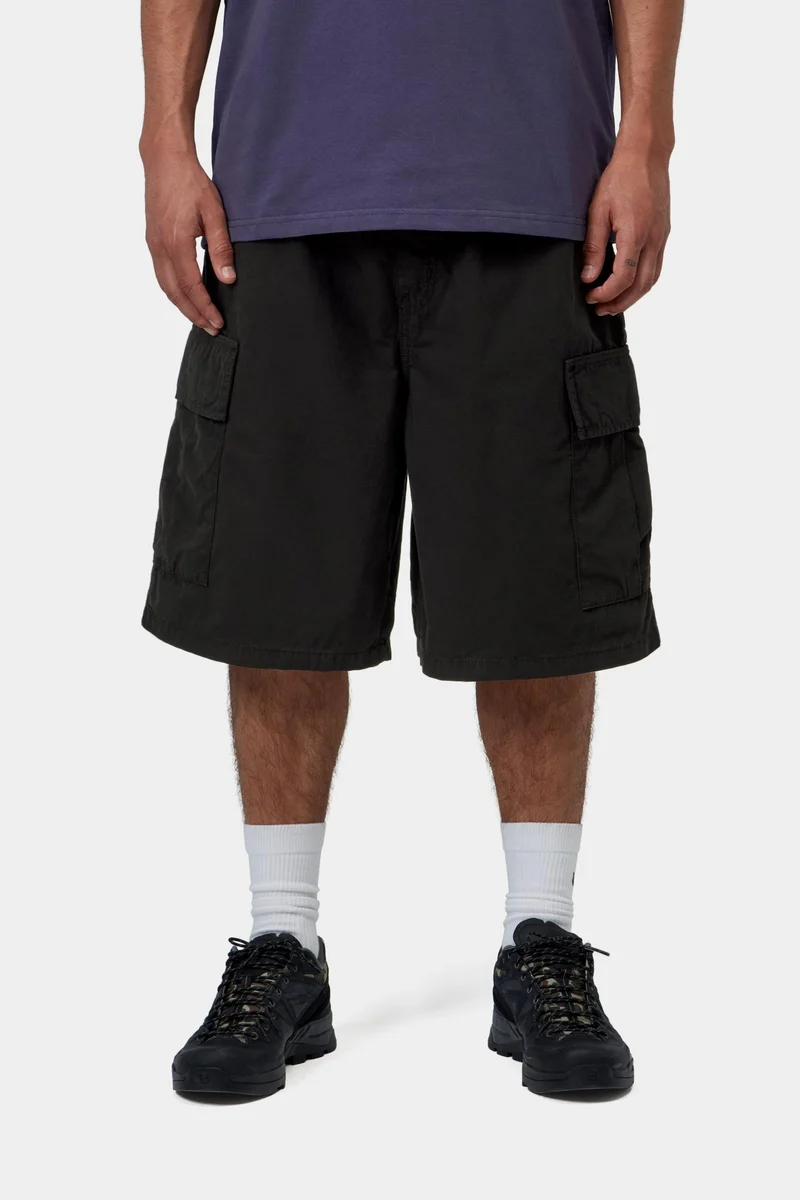 Carhartt WIP Mandler Cargo-Shorts für Herren | Schwarz, stückgefärbt