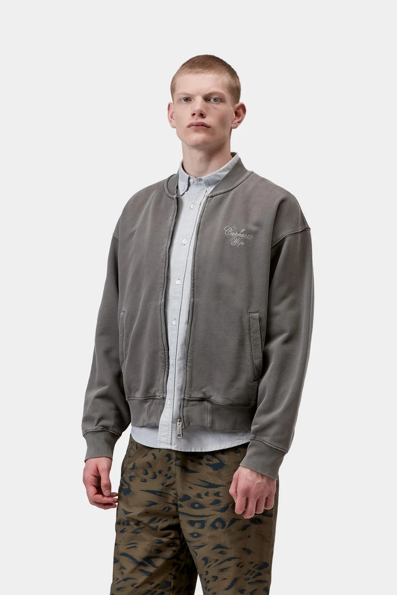 Carhartt WIP Herren-Bomberjacke mit langem Griff | Schwarz-Weiß, stückgefärbt