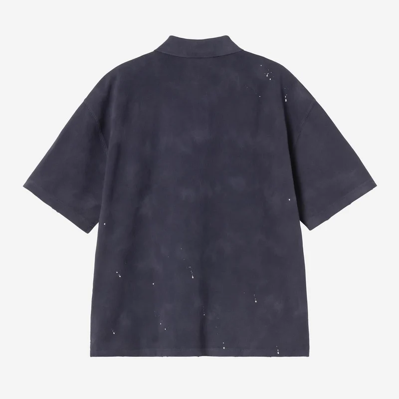 Carhartt WIP Herren-Polohemd „Maler“ | Dunkelblaues Destroy-Wash-Spritzmuster