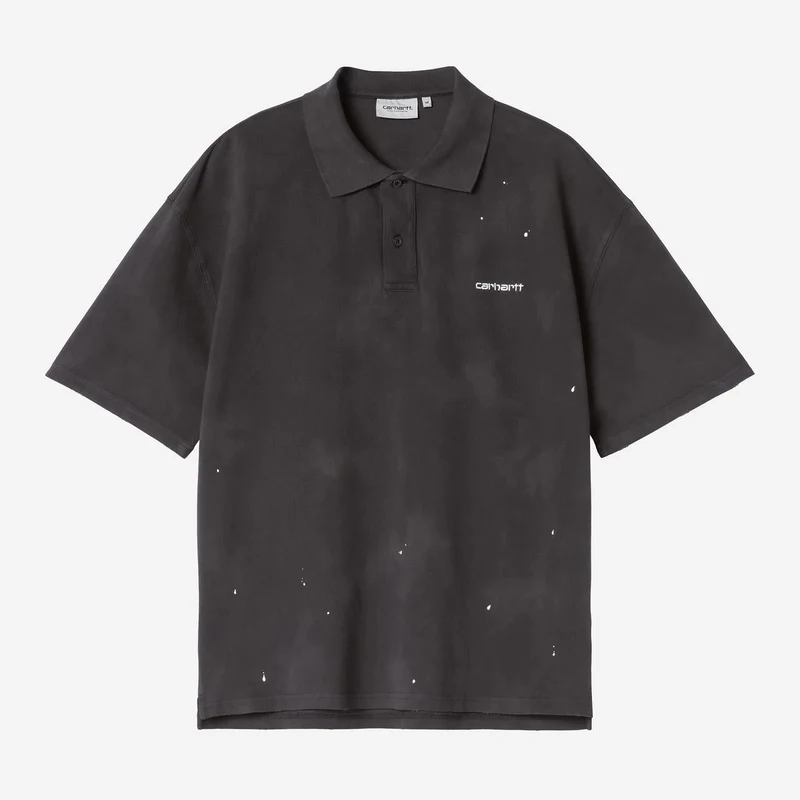 Carhartt WIP Herren-Poloshirt „Maler“ | Schwarz, Destroy Wash Splatter