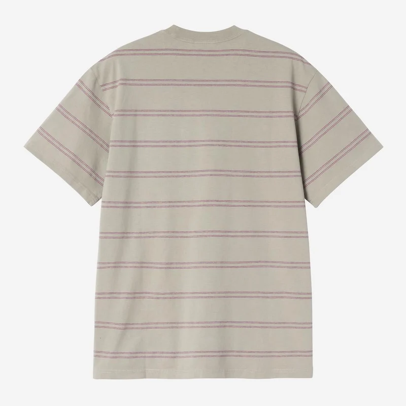 Carhartt WIP Bert Herren-T-Shirt mit Streifen und Tasche | Schattiges Grün Havana, stückgefärbt