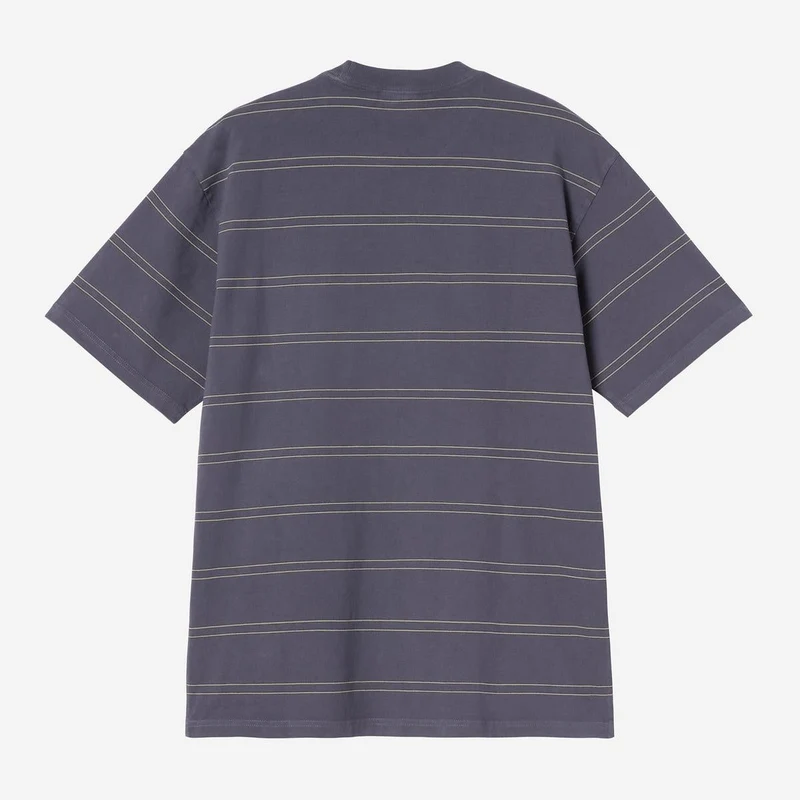 Carhartt WIP Bert Herren-T-Shirt mit Streifen und Tasche | Schattiges Lila-Grün, stückgefärbt