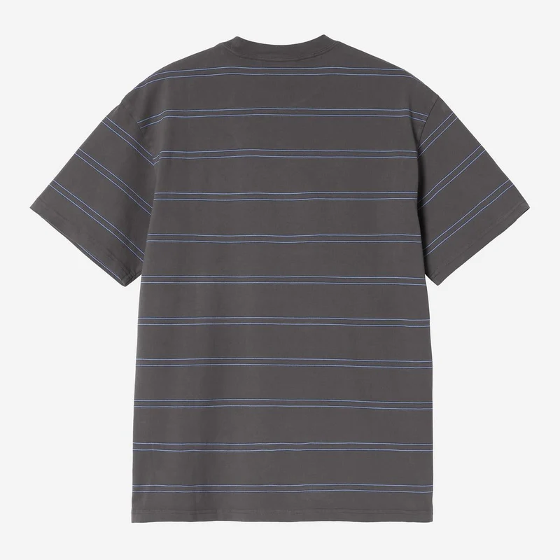 Carhartt WIP Bert Herren-T-Shirt mit Streifen und Tasche | Graphitfarben, Curacao-Stückfärbung