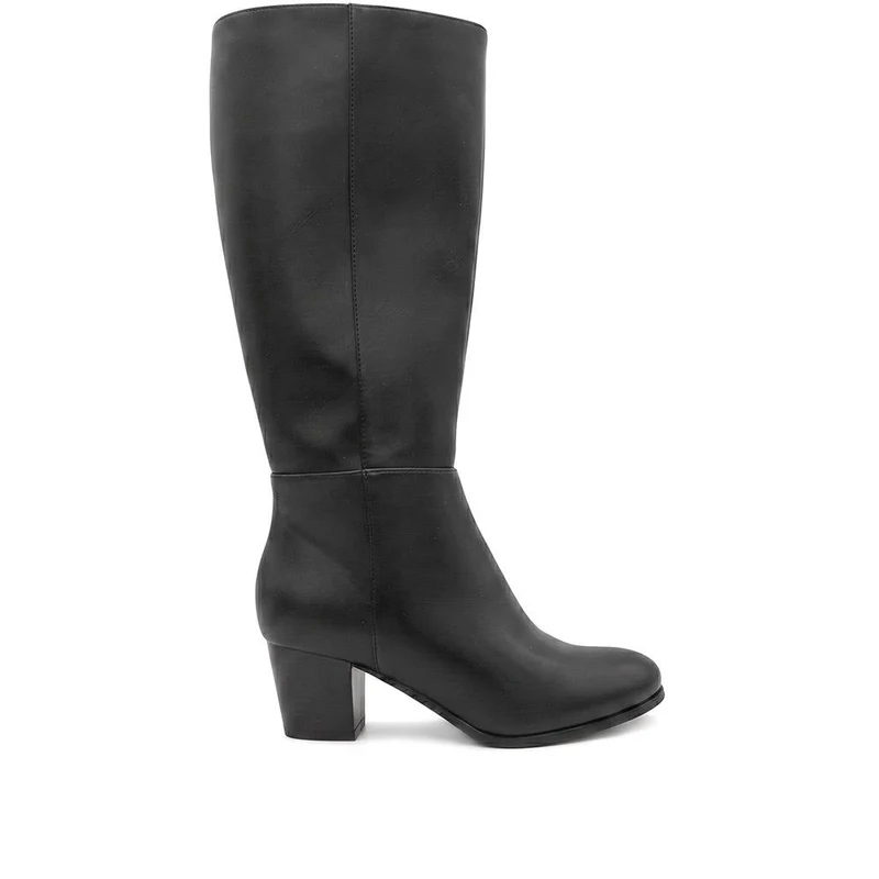 Western Heel Zip Up Long Boots - SANYI44024 / 329 993 - Black