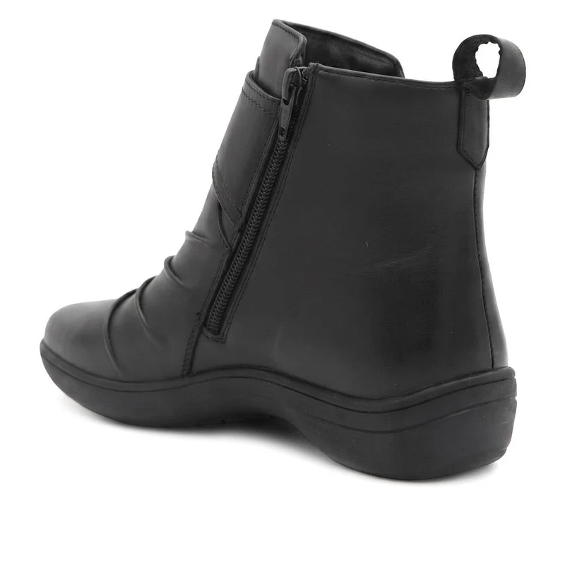 Wide Fit Leather Zip Up Ankle Boots - KF44007 / 330 050 - Black