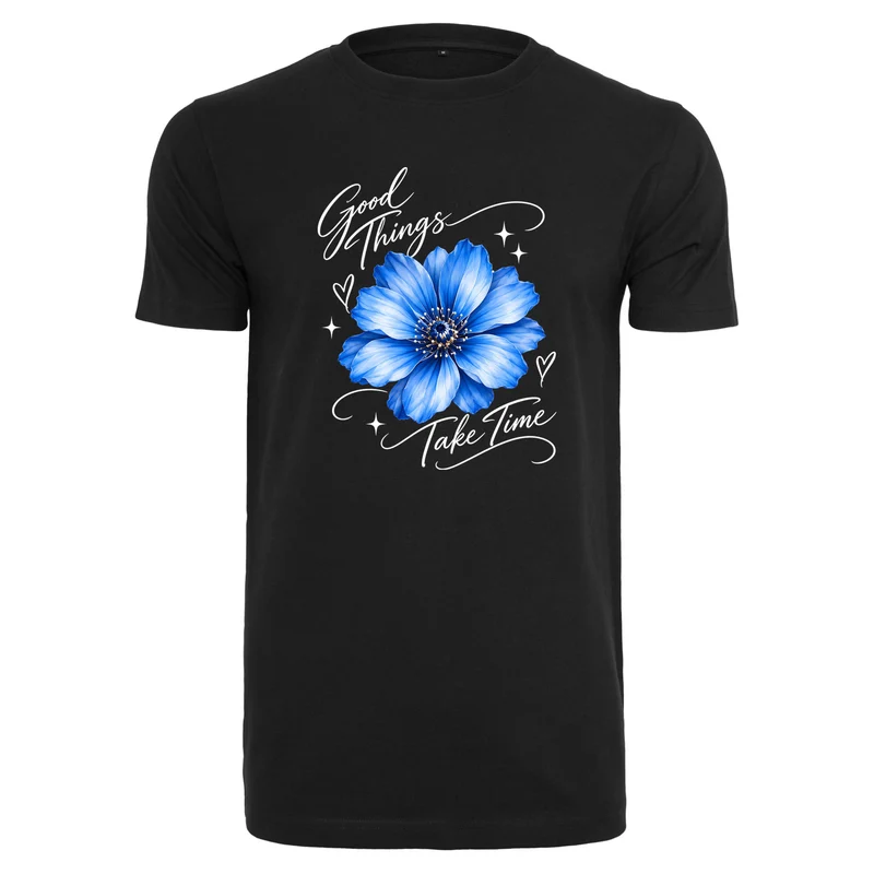Good Things Take Time T-Shirt mit Blumenmotiv | Statement Shirt