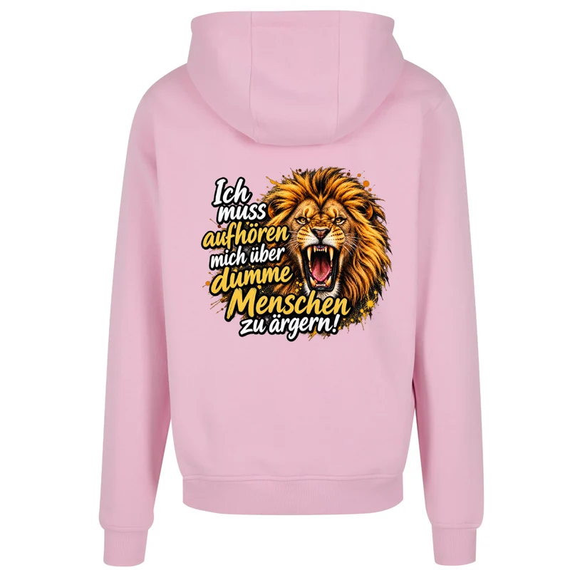 Löwen Zip-Hoodie „Dumme Menschen“ – Statement-Backprint | Unisex