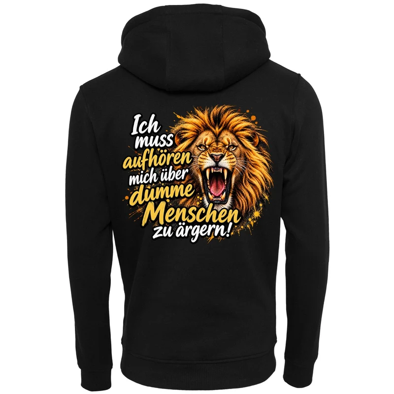 Löwen Hoodie „Dumme Menschen“ – Statement-Backprint | Unisex