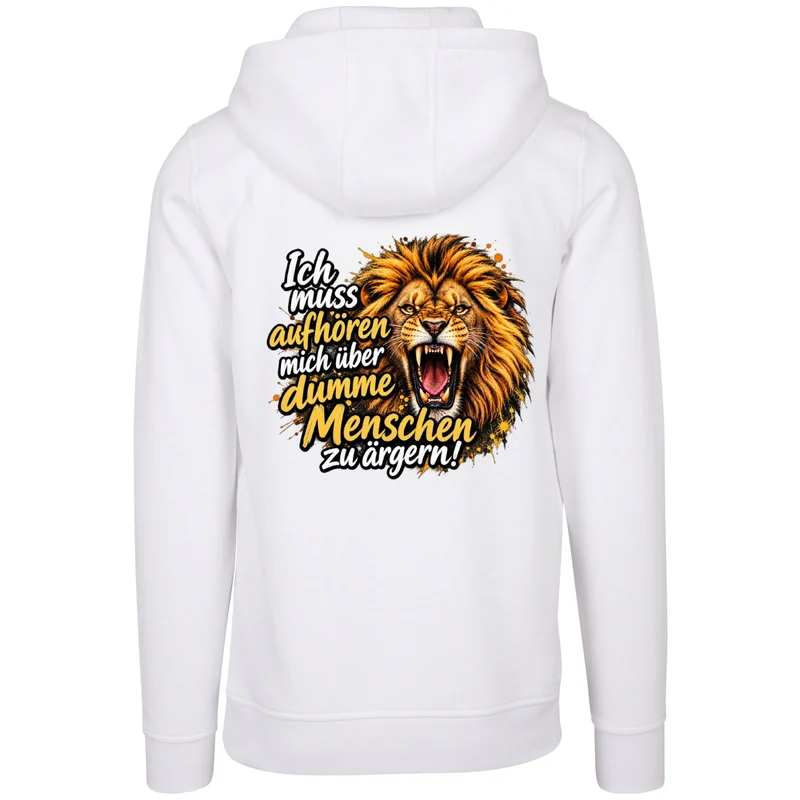 Löwen Hoodie „Dumme Menschen“ – Statement-Backprint | Unisex