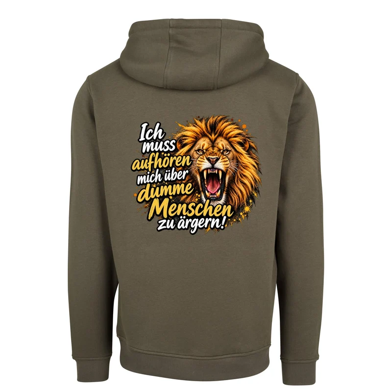 Löwen Hoodie „Dumme Menschen“ – Statement-Backprint | Unisex