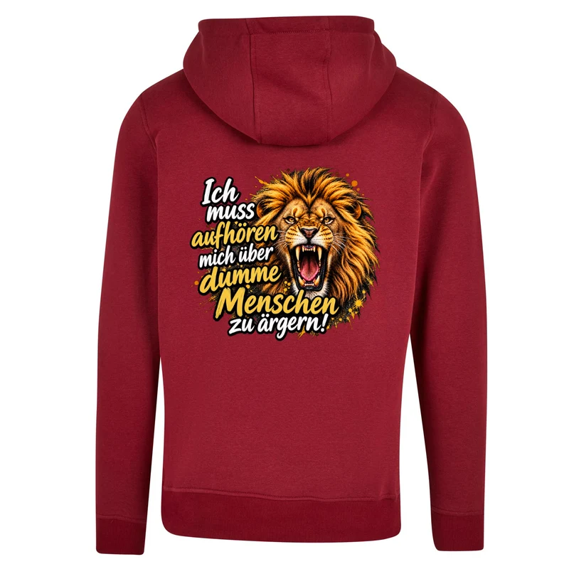 Löwen Hoodie „Dumme Menschen“ – Statement-Backprint | Unisex