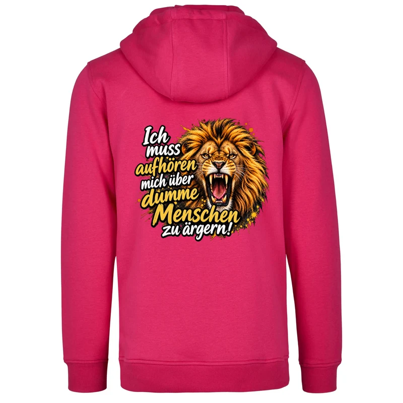 Löwen Hoodie „Dumme Menschen“ – Statement-Backprint | Unisex
