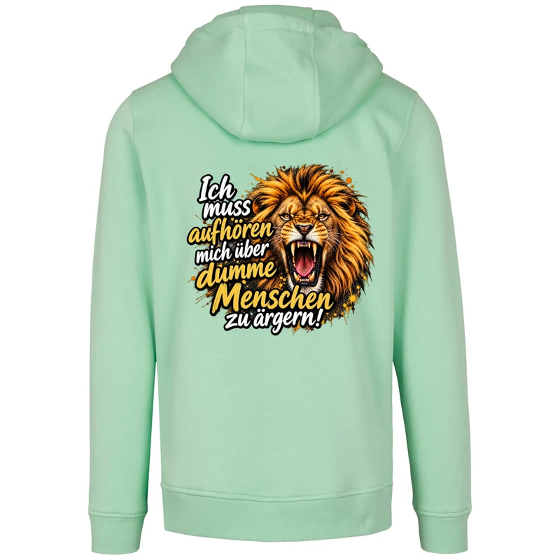 Löwen Hoodie „Dumme Menschen“ – Statement-Backprint | Unisex