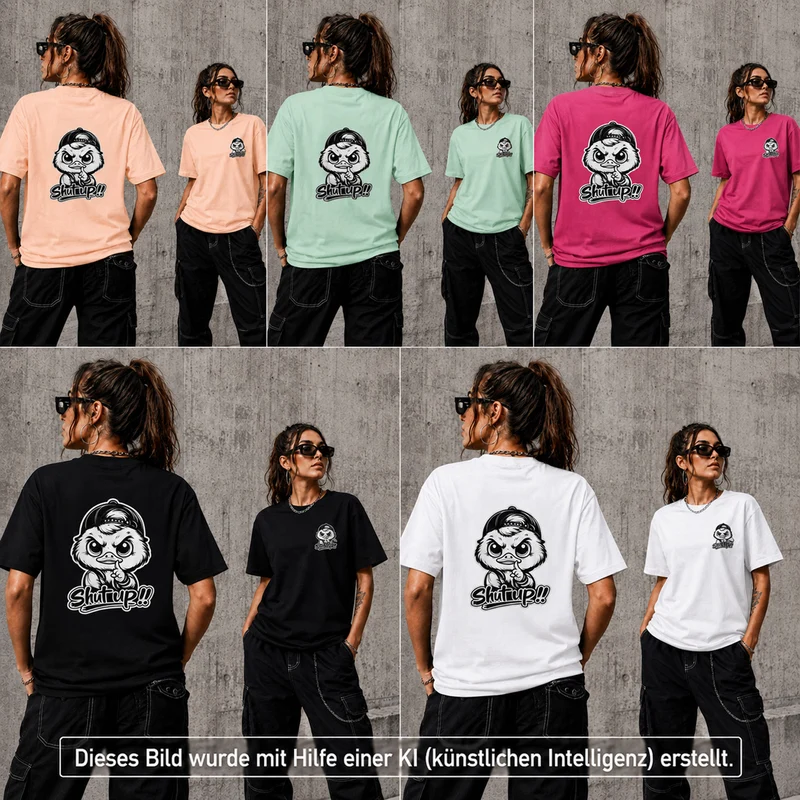 T-Shirt Shirt Duck Shut up Frontprint & Backprint | Unisex