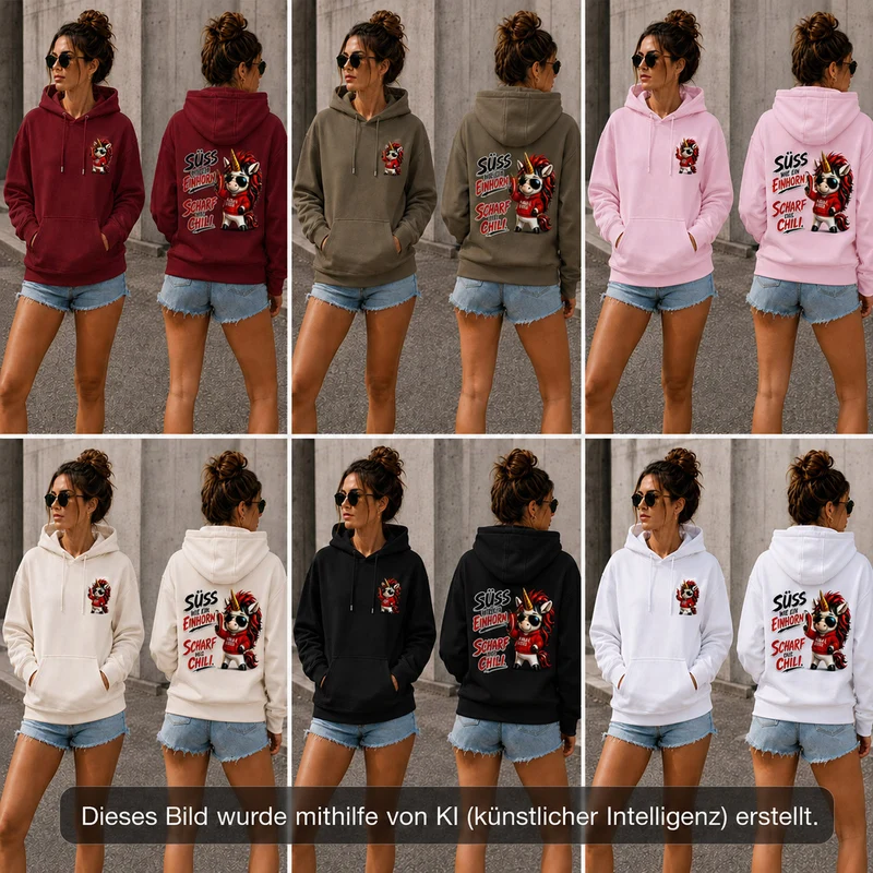Sweet Chili Hoodie „Süß wie ein Einhorn“ – Front- und Backprint | Unisex