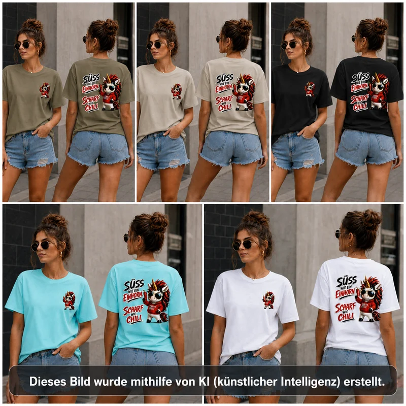Sweet Chili T-Shirt „Süß wie ein Einhorn“ – Front- und Backprint | Unisex
