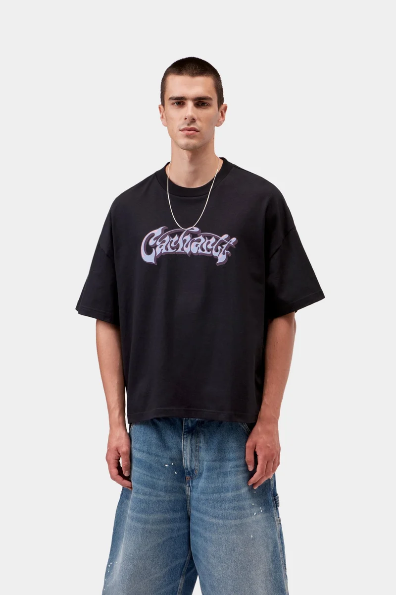 Carhartt WIP Herren-T-Shirt mit Popelmotiv | Schwarz