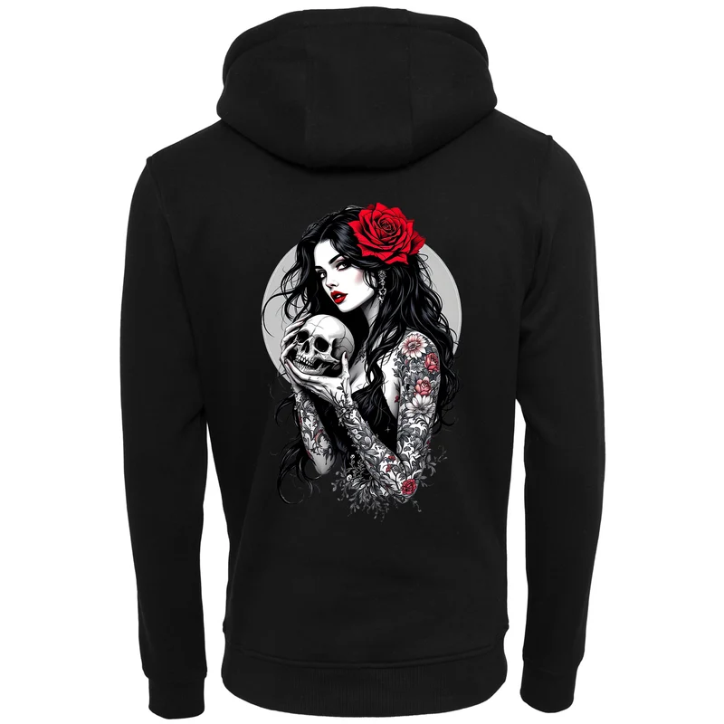 Hoodie - Gothic Girl with Skull