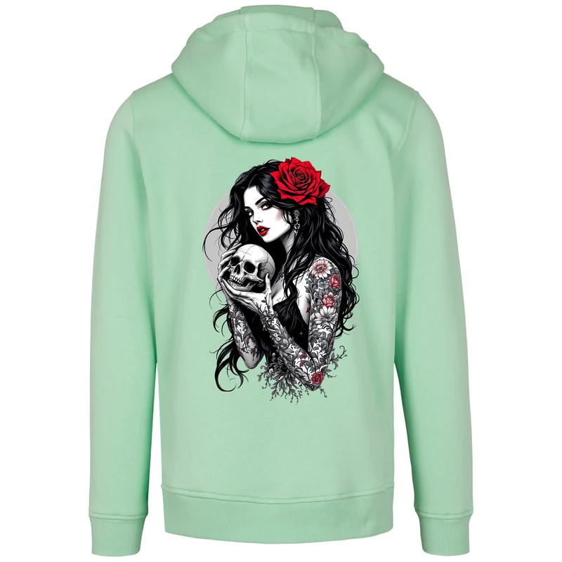 Hoodie - Gothic Girl with Skull