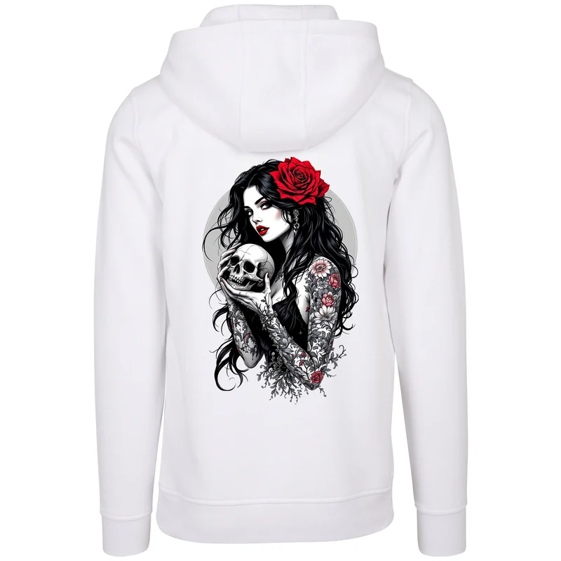 Hoodie - Gothic Girl with Skull