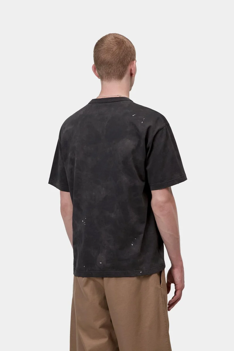 Carhartt WIP Herren-T-Shirt „Maler“ | Schwarzes Destroy-Wash-Spritzmuster