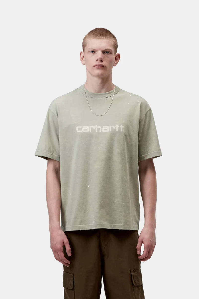 Carhartt WIP Herren-Maler-T-Shirt | Schattiges Grün, Destroy Wash Splatter